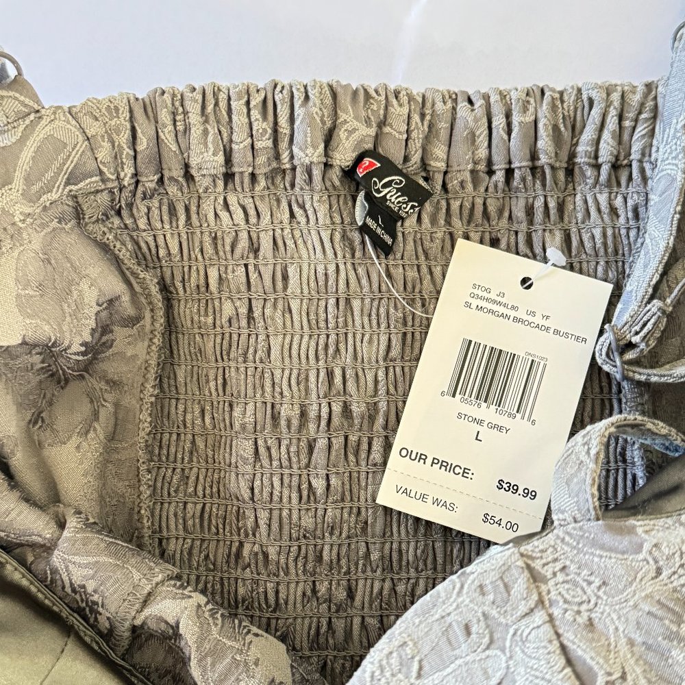 NWT Guess Gray Embroidered Bustier Top - Picture 9 of 10